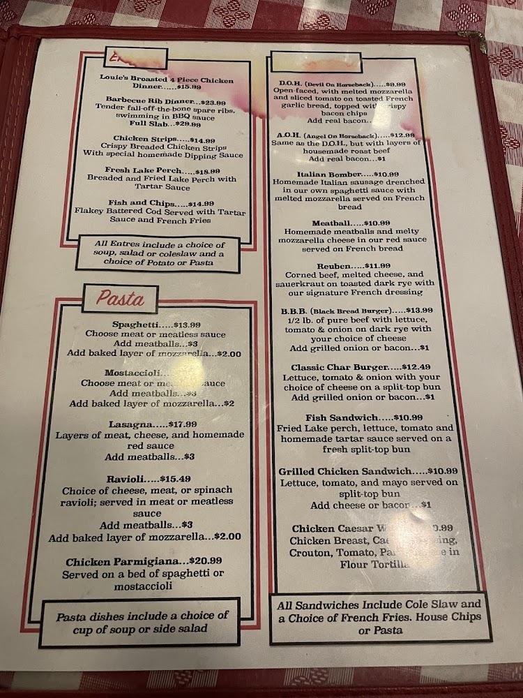 Louie's Restaurant Menu image 2